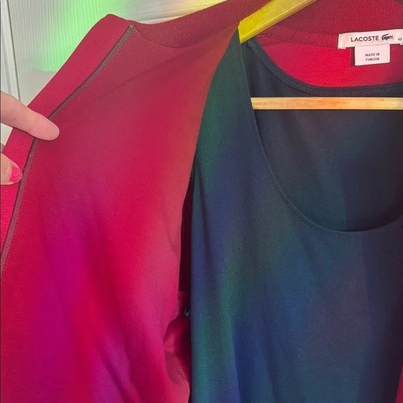 Lacoste Red Sweater with navy tank dress. Attached at shoulders. - Picture 3 of 8